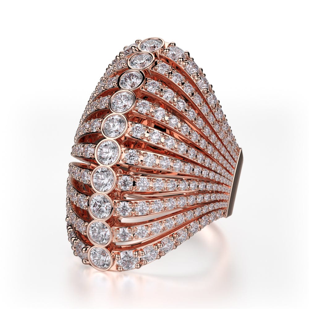 MICHAEL M High Jewelry 18K Rose Gold / 4 Diamond Fan Ring F102-RG4