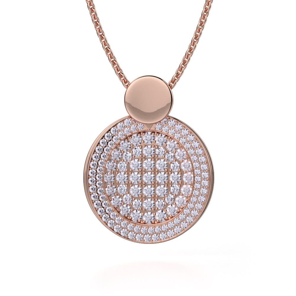 MICHAEL M High Jewelry 18K Rose Gold Diamond Filled Circle Pendant Necklace MH108ARG