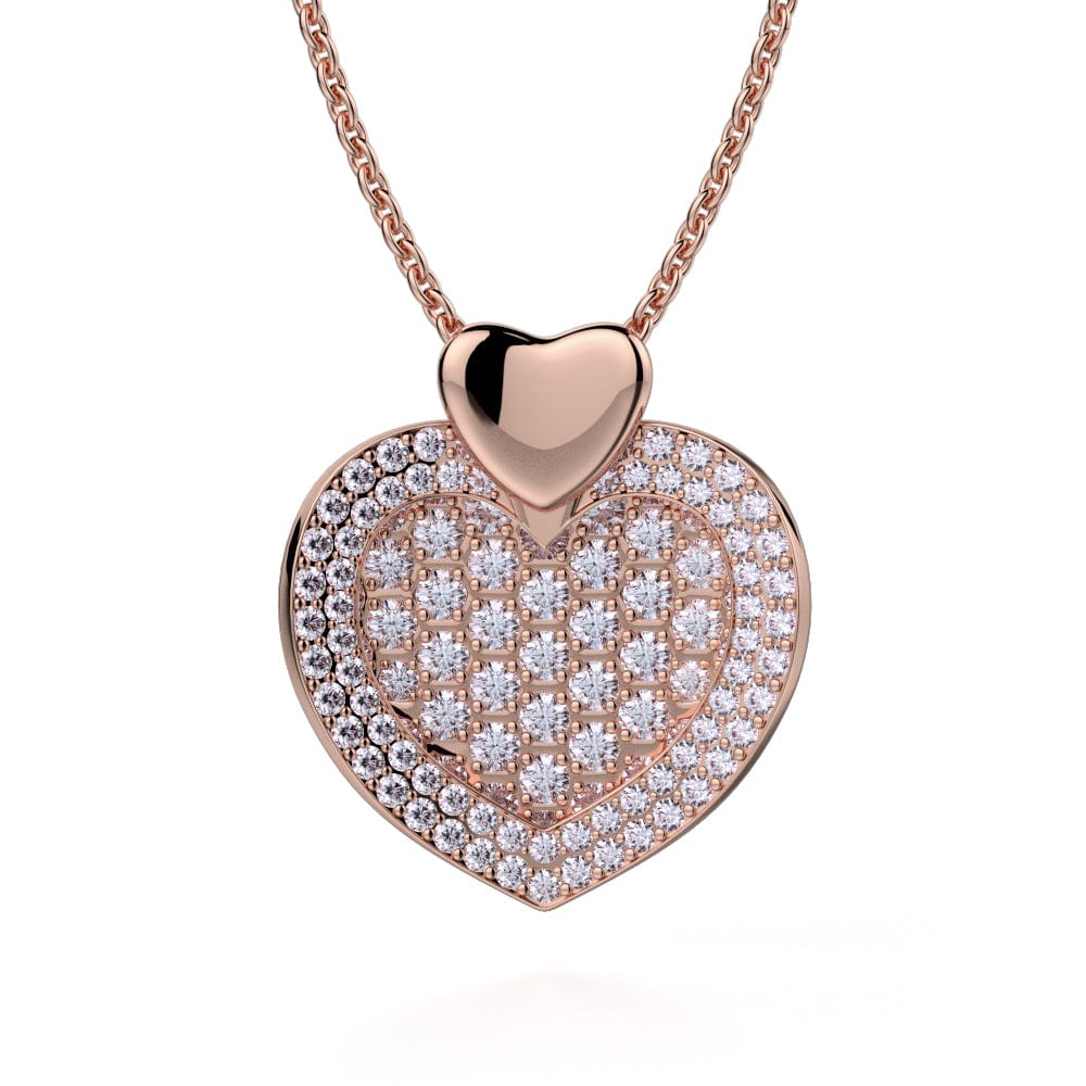 MICHAEL M High Jewelry 18K Rose Gold Diamond Filled Heart Pendant Necklace MH112L-RG