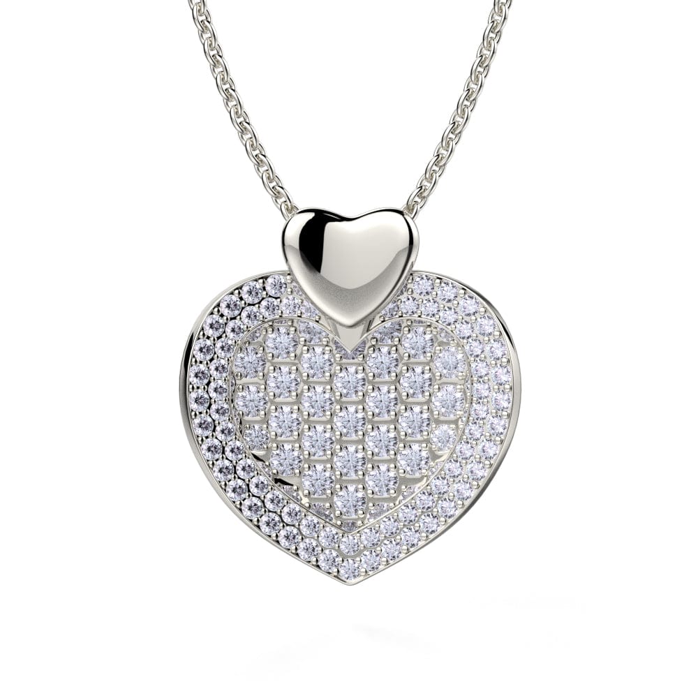 MICHAEL M High Jewelry 18K White Gold Diamond Filled Heart Pendant Necklace MH112L-WG