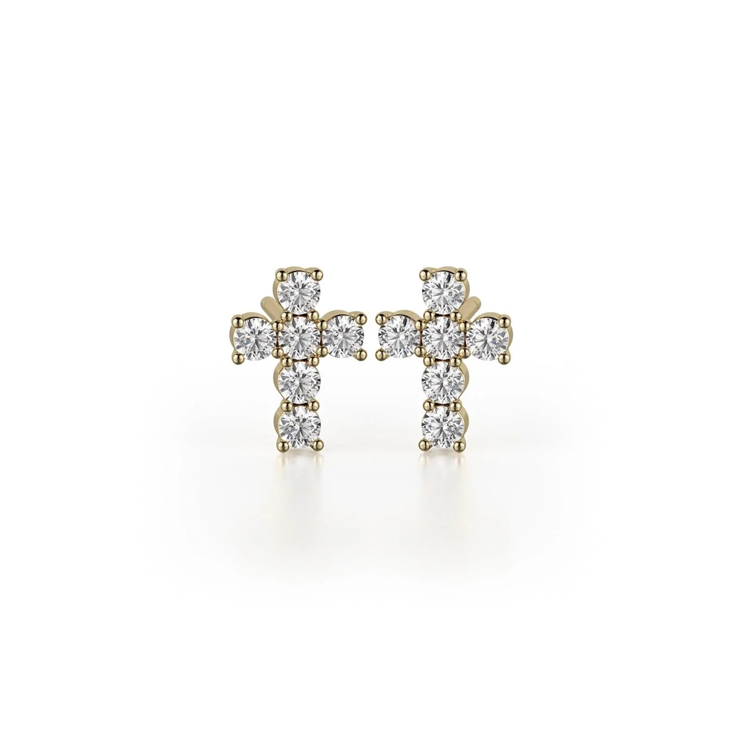 MICHAEL M High Jewelry 18K Yellow Gold Mini Diamond Cross Earrings ER278YG