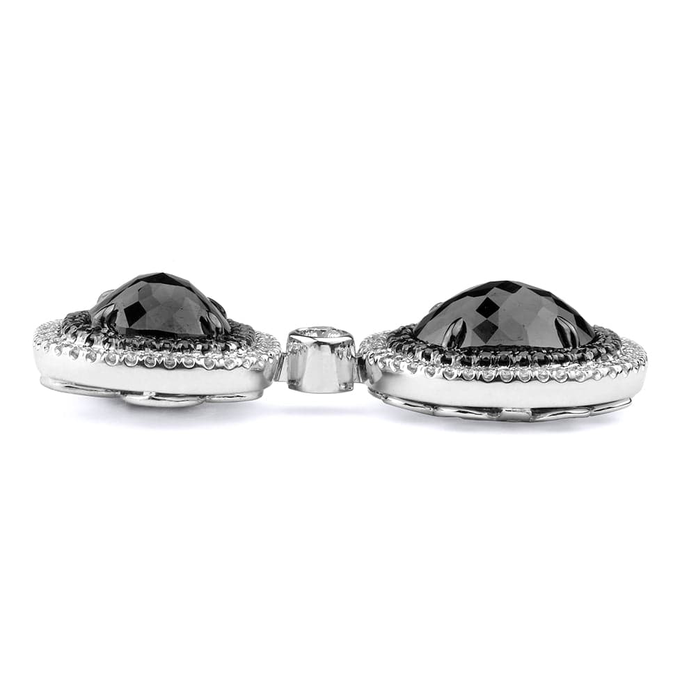 MICHAEL M High Jewelry Double Drop Cushion Black Diamond Earrings ER259