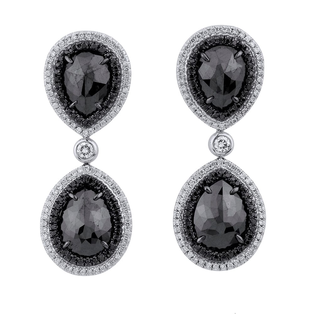 MICHAEL M High Jewelry Double Drop Pear Black Diamond Earrings ER250