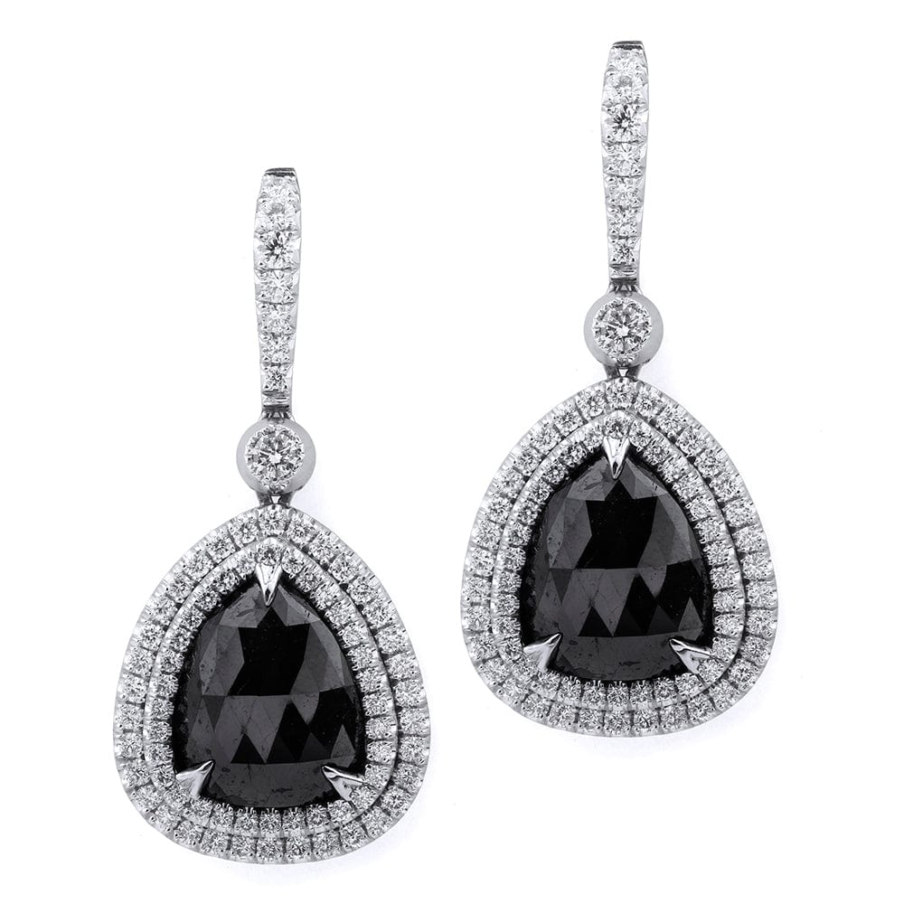 MICHAEL M High Jewelry Large Pear Drop Black Diamond Earrings ER239