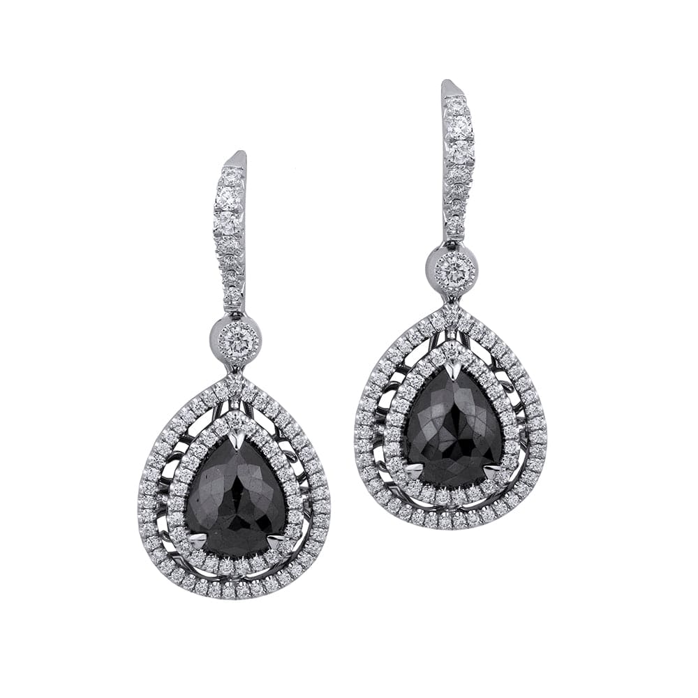 MICHAEL M High Jewelry Pear Drop Black Diamond Earrings ER238