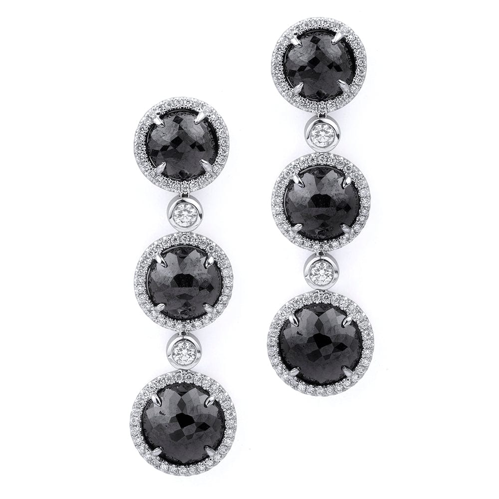 MICHAEL M High Jewelry Triple Drop Round Black Diamond Earrings ER260