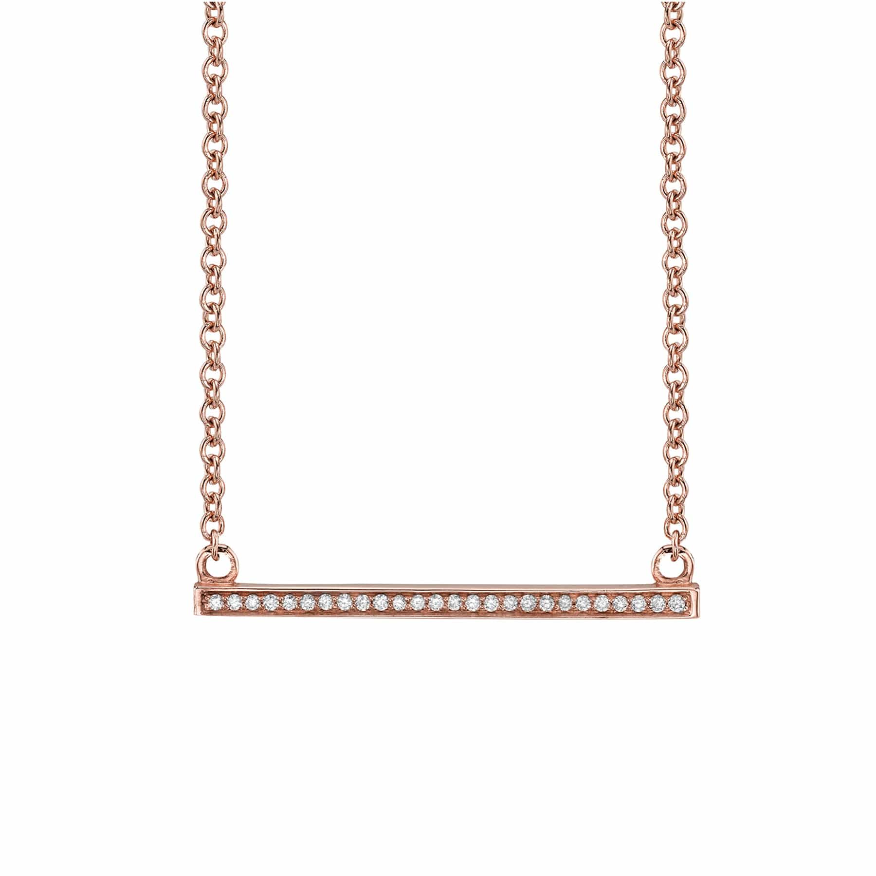 MICHAEL M Necklaces 14K Rose Gold Diamond Bar Pendant P216RG