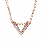 MICHAEL M Necklaces 14K Rose Gold Mini V Diamond Pendant Necklace P215RG