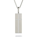 MICHAEL M Necklaces 14K White Gold Diamond Cross Tag Necklace MP233WG