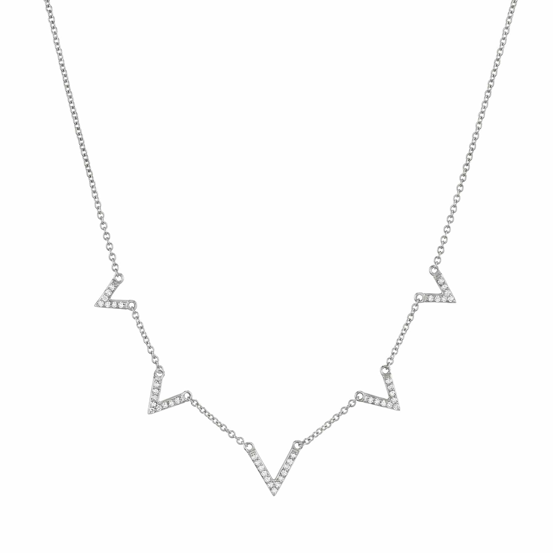MICHAEL M Necklaces 14K White Gold Diamond V Necklace CN217WG