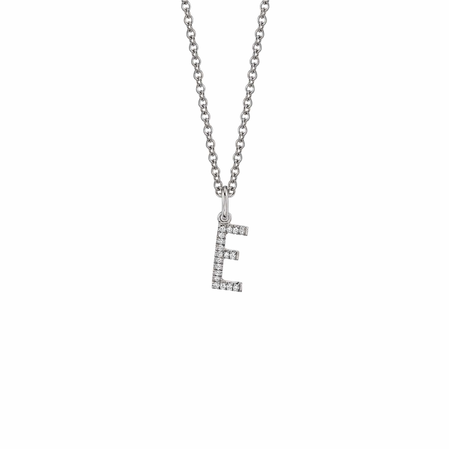 MICHAEL M Necklaces 14K White Gold / E Diamond Initial Pendant P141-WG-E