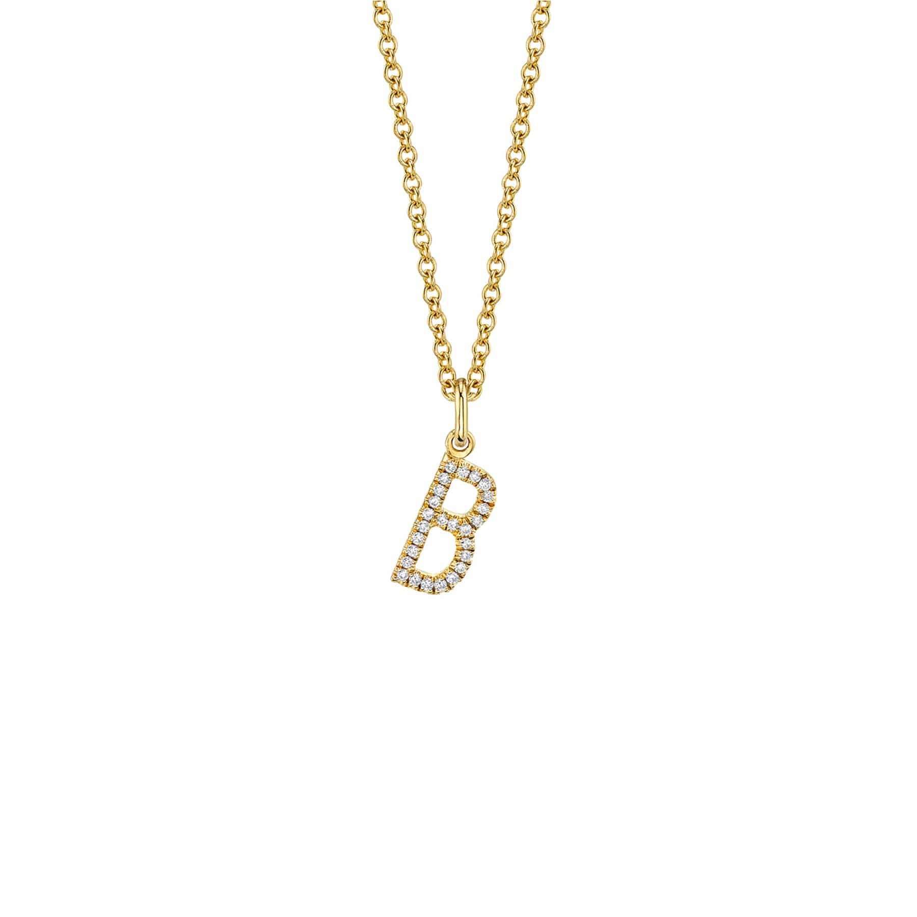 MICHAEL M Necklaces 14K Yellow Gold / B Diamond Initial Pendant P141-YG-B