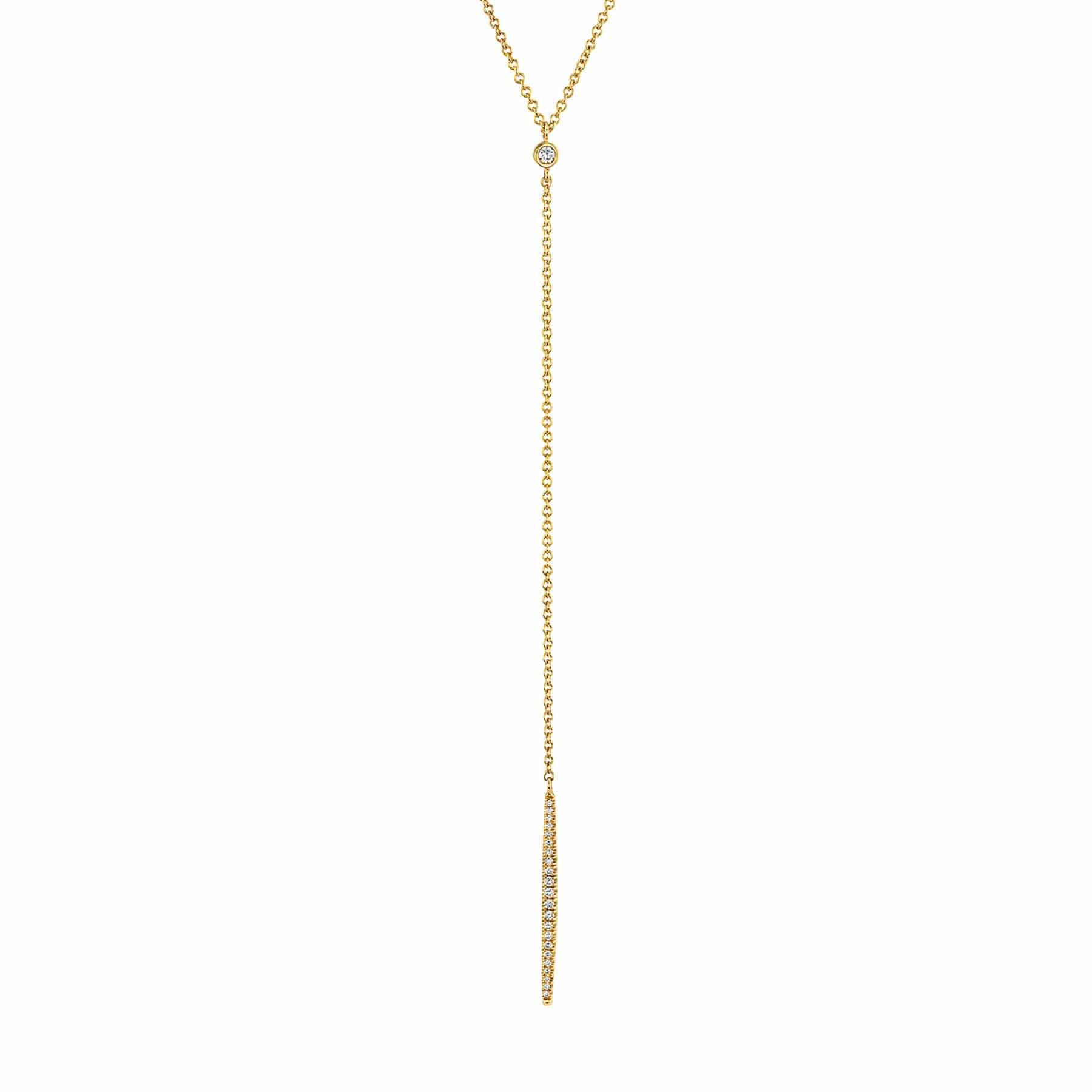MICHAEL M Necklaces 14K Yellow Gold Diamond Linear Drop Necklace CN216-YG