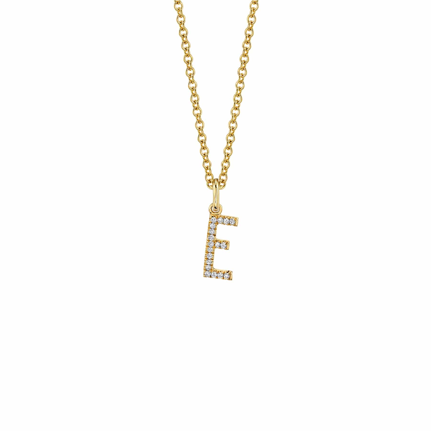 MICHAEL M Necklaces 14K Yellow Gold / E Diamond Initial Pendant P141-YG-E