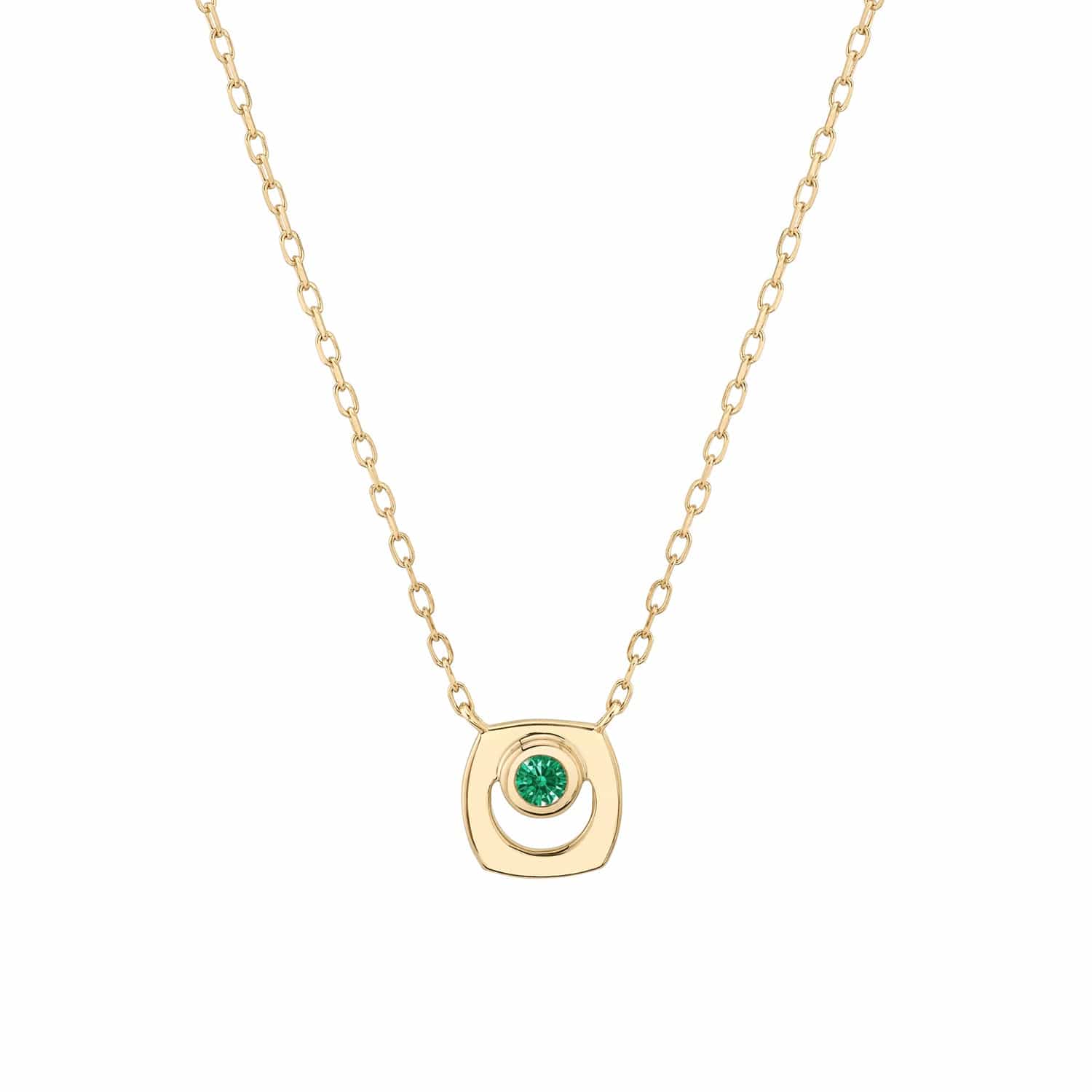 MICHAEL M Necklaces 14K Yellow Gold / Emerald - May Signature Birthstone Necklace CN435EM