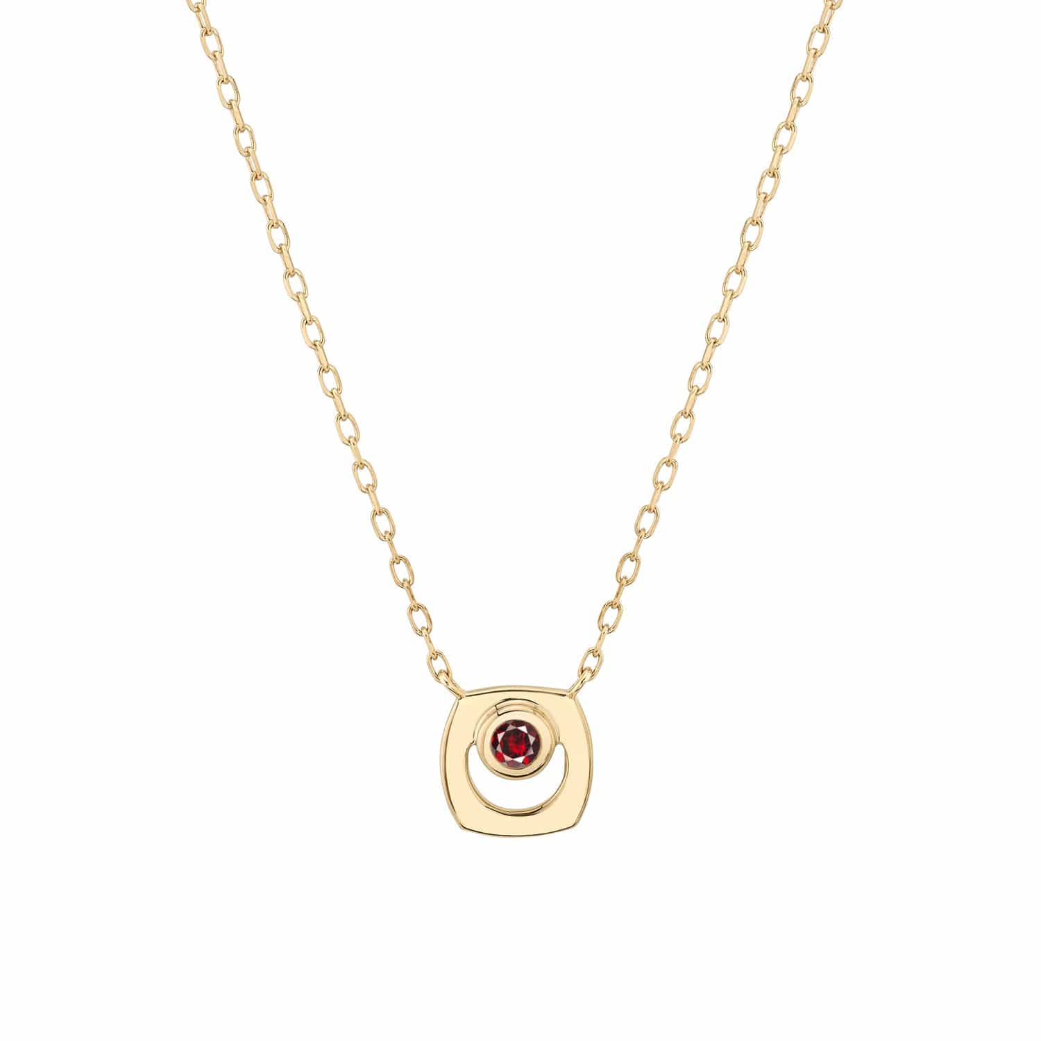 MICHAEL M Necklaces 14K Yellow Gold / Garnet - January Signature Birthstone Necklace CN435GT