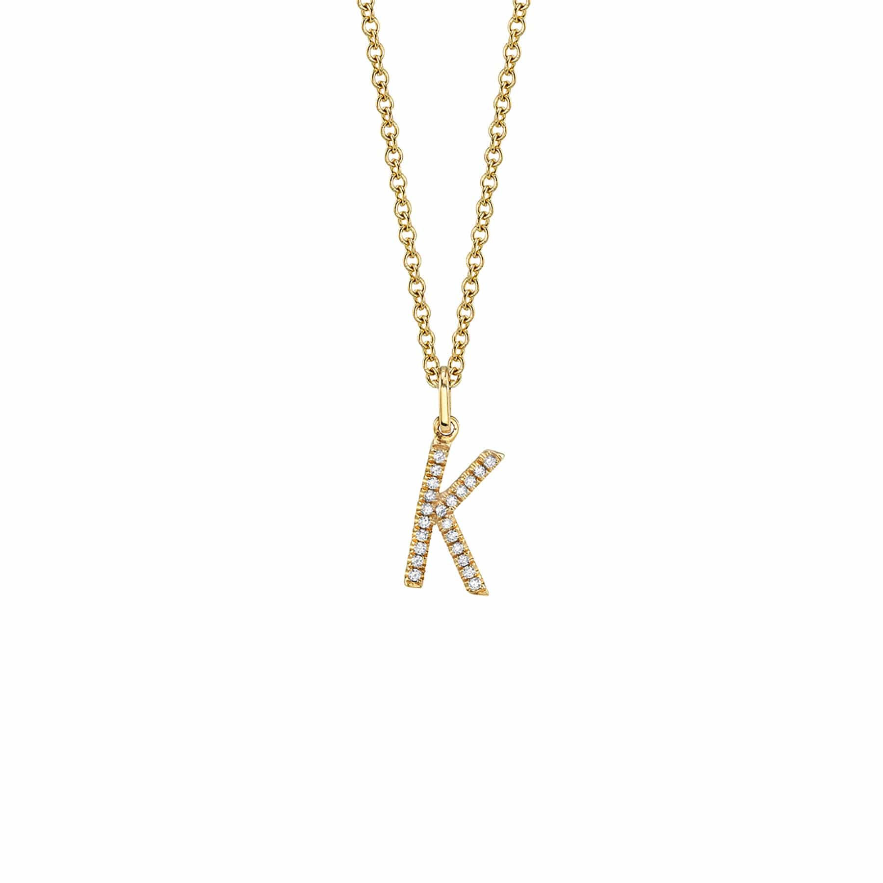 MICHAEL M Necklaces 14K Yellow Gold / K Diamond Initial Pendant P141-YG-K
