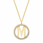 MICHAEL M Necklaces 14K Yellow Gold / M Tetra Pavé Initial Medallion P367YG