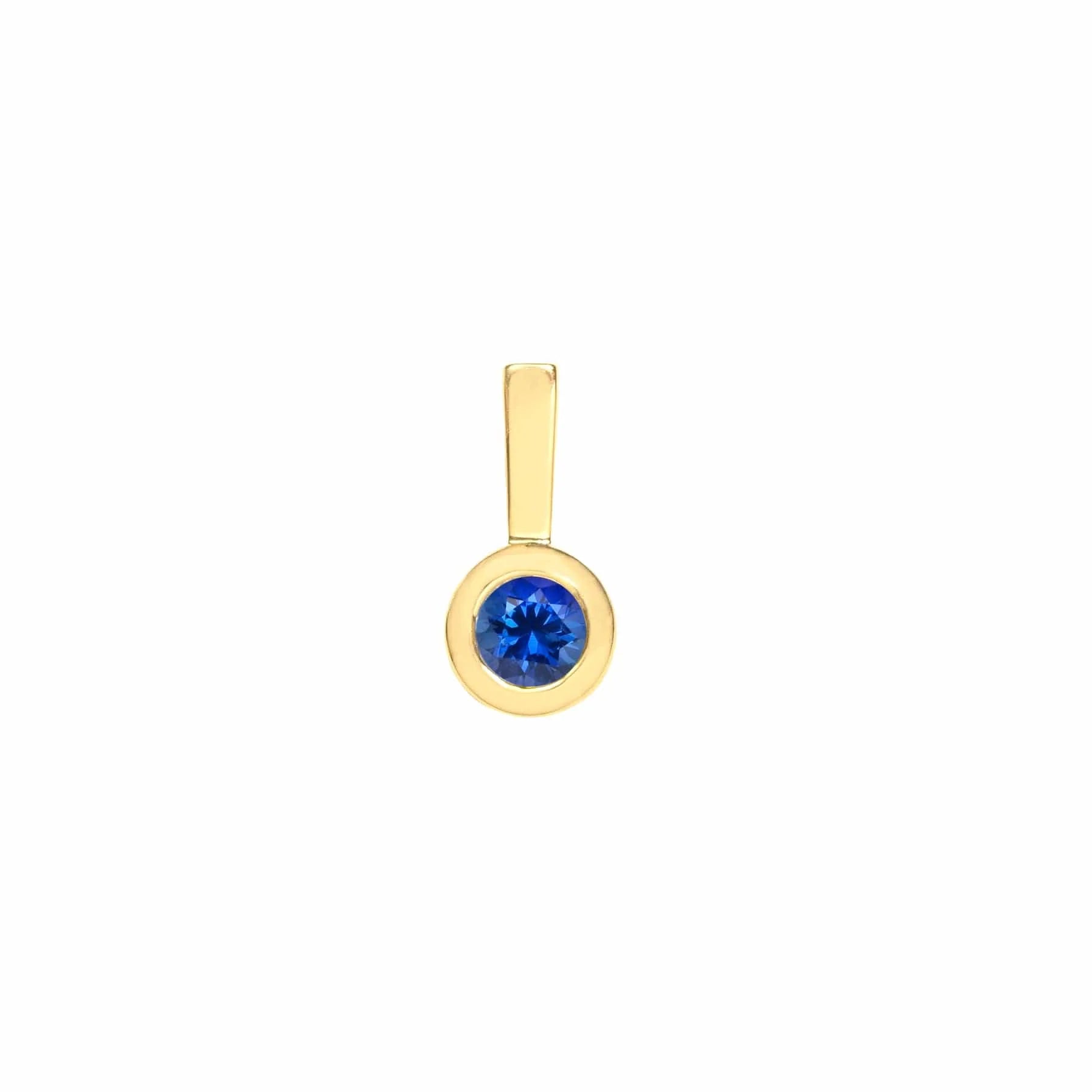 MICHAEL M Necklaces 14K Yellow Gold / Sapphire - September Deco Birthstone Charm P404SA
