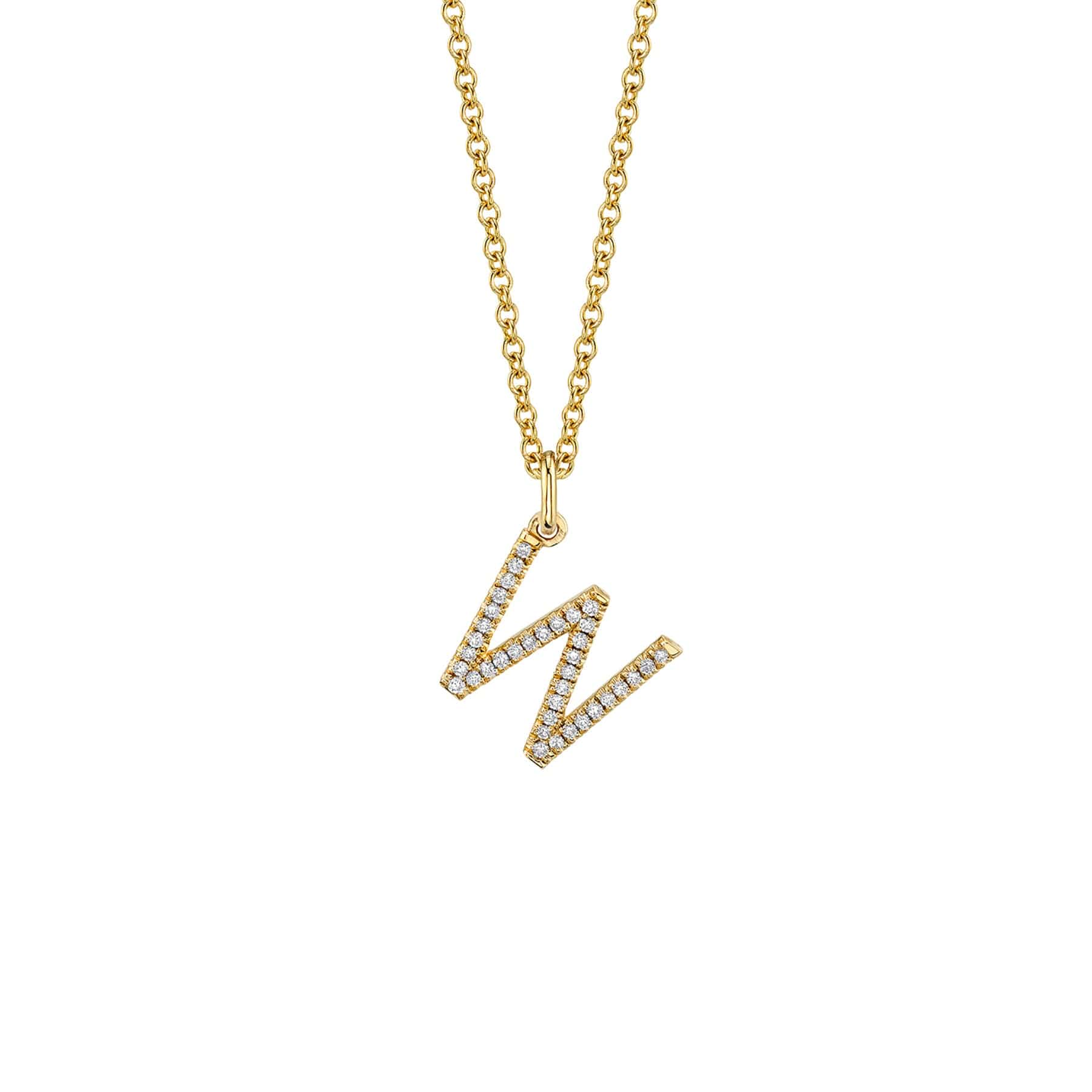 MICHAEL M Necklaces 14K Yellow Gold / W Diamond Initial Pendant P141-YG-W